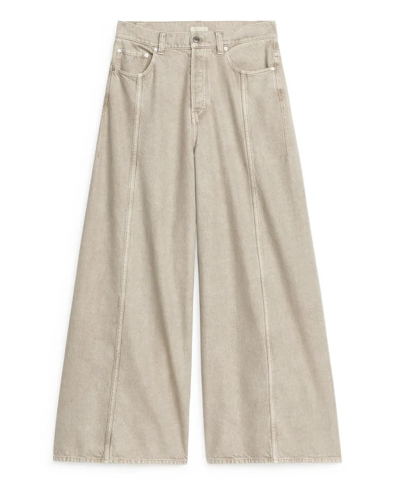 Arket Aurora High Wide Jeans - Beige Taupe