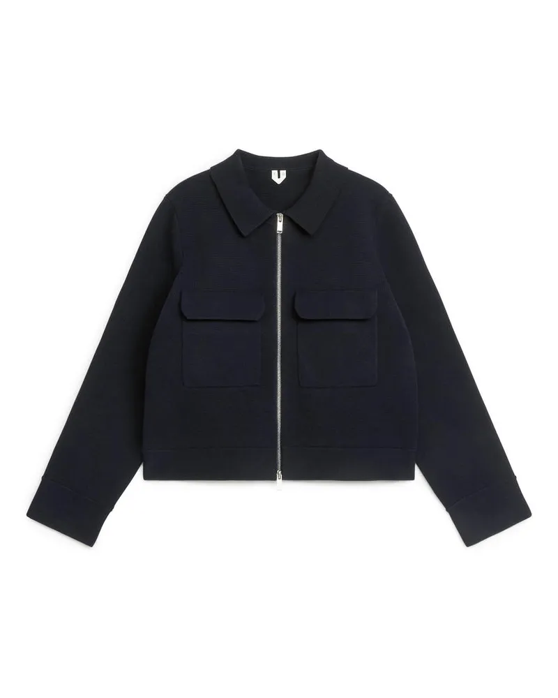 Arket Strickjacke Aus Baumwolle - Blau Dunkelblau