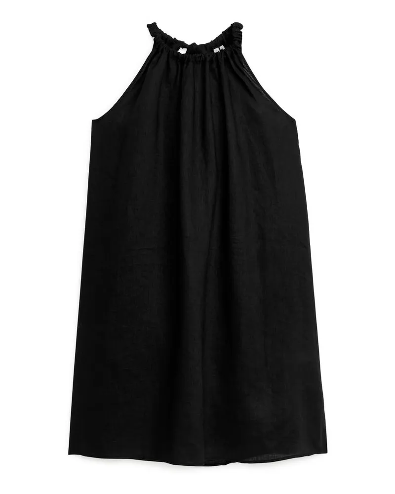 Arket Ärmelloses Leinenkleid - Schwarz Schwarz