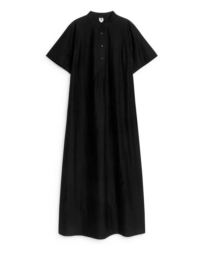Arket Kleid Aus Cupro Und Baumwolle - Schwarz Schwarz