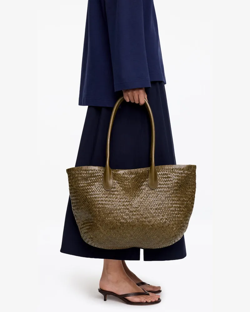 Arket Gewebte Tragetasche Aus Leder -Grün Grün