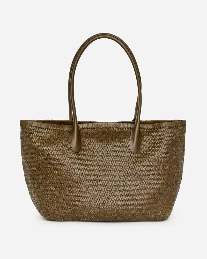 Arket Gewebte Tragetasche Aus Leder -Grün Grün