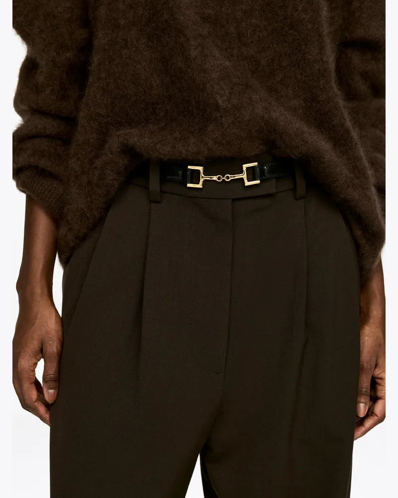 Arket Ledergürtel Mit Horsebit-Schnalle -Schwarz Schwarz