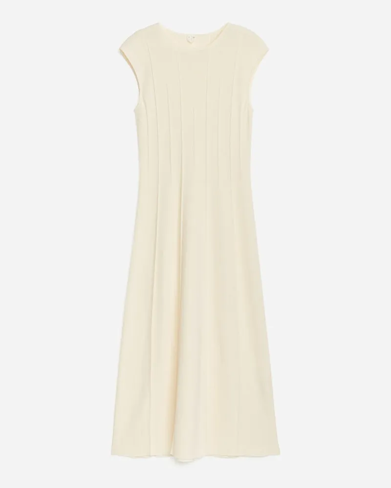 Arket Geripptes Kleid Mit Flügelärmeln -Beige Beige