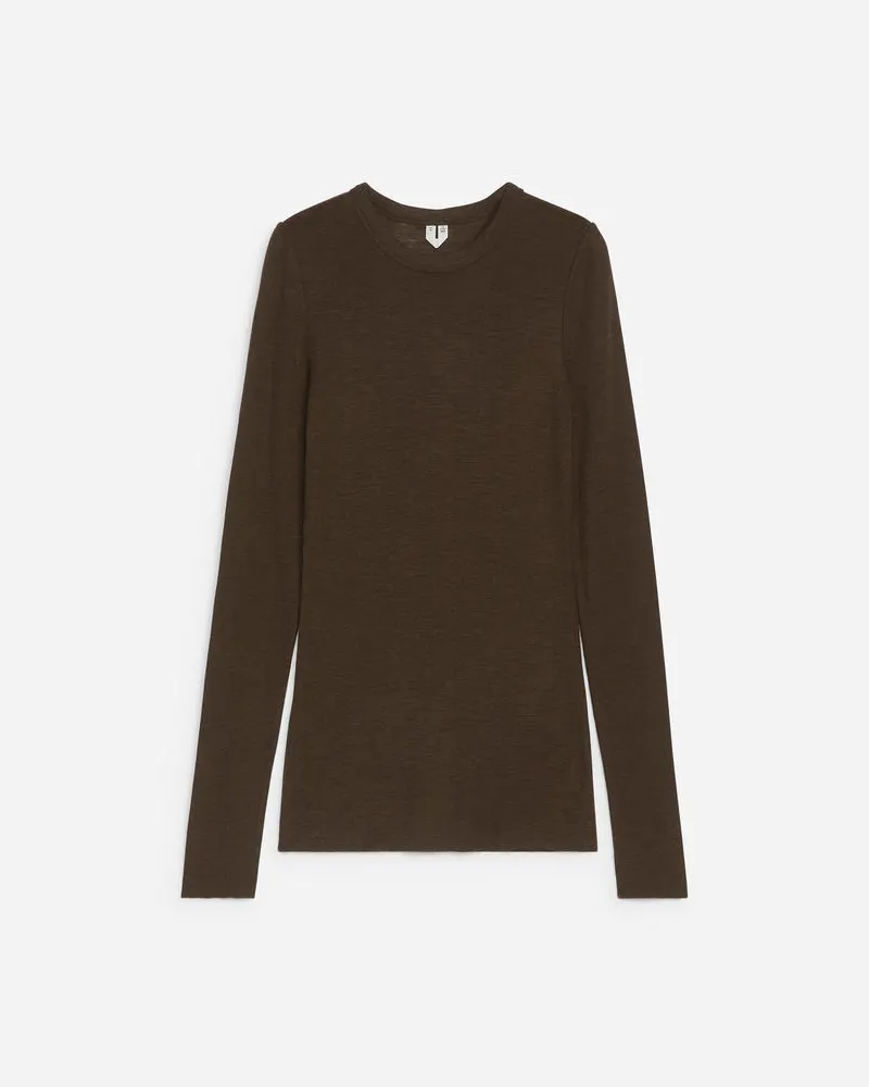 Arket Langärmliges Oberteil Aus Merinowolle -Braun Braun