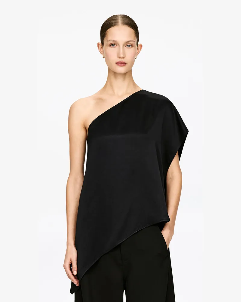 Arket Einschultriges Top -Schwarz Schwarz