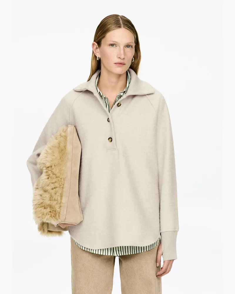 Arket Pullover Aus Wollwalk Und Baumwolle -Weiß Weiß