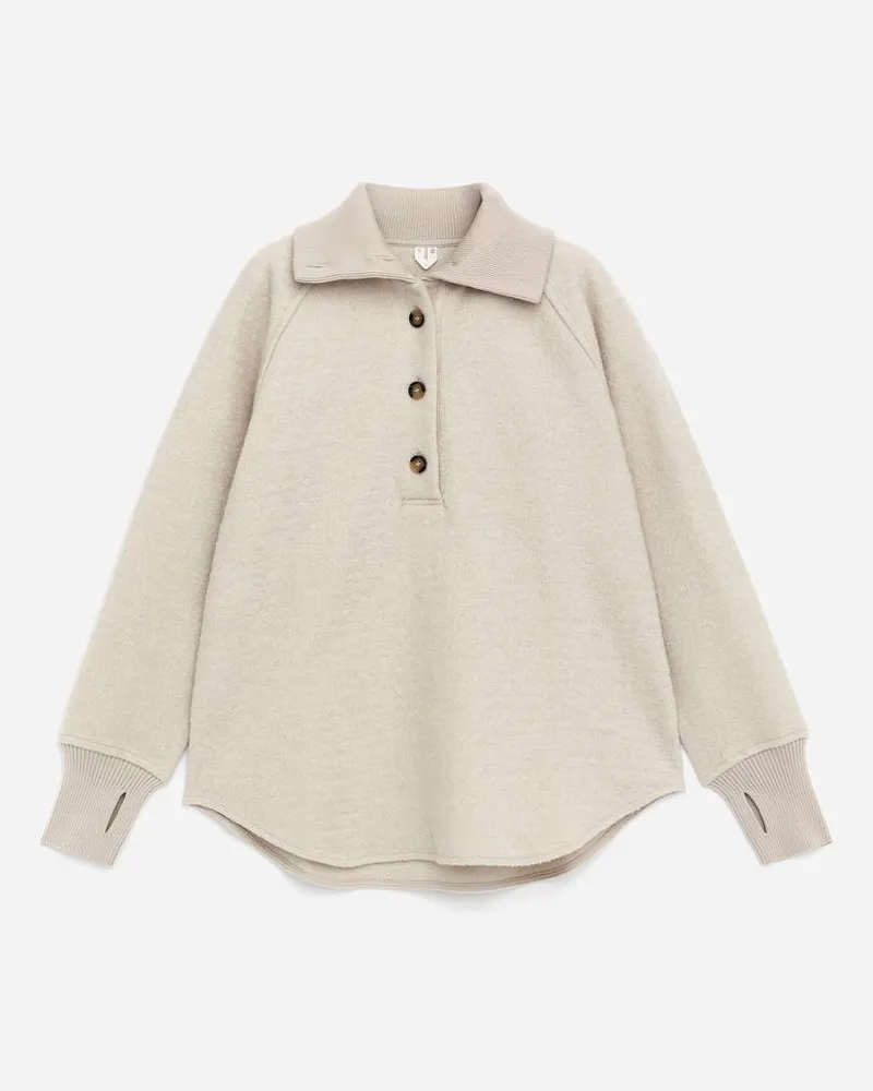 Arket Pullover Aus Wollwalk Und Baumwolle -Weiß Weiß