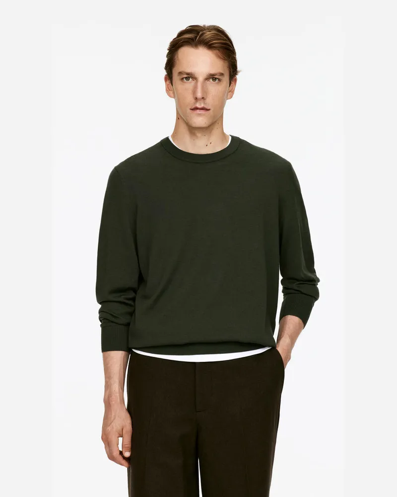 Arket Feinstrickpullover Aus Merinowolle -Grün Grün