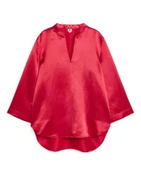 Arket Legere Satinbluse Rot