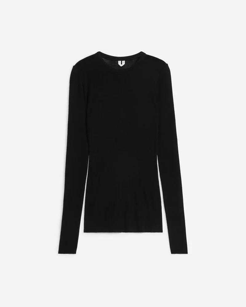 Arket Langärmliges Oberteil Aus Merinowolle -Schwarz Schwarz