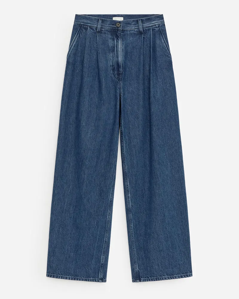 Arket Weite Bundfaltenjeans -Blau Blau