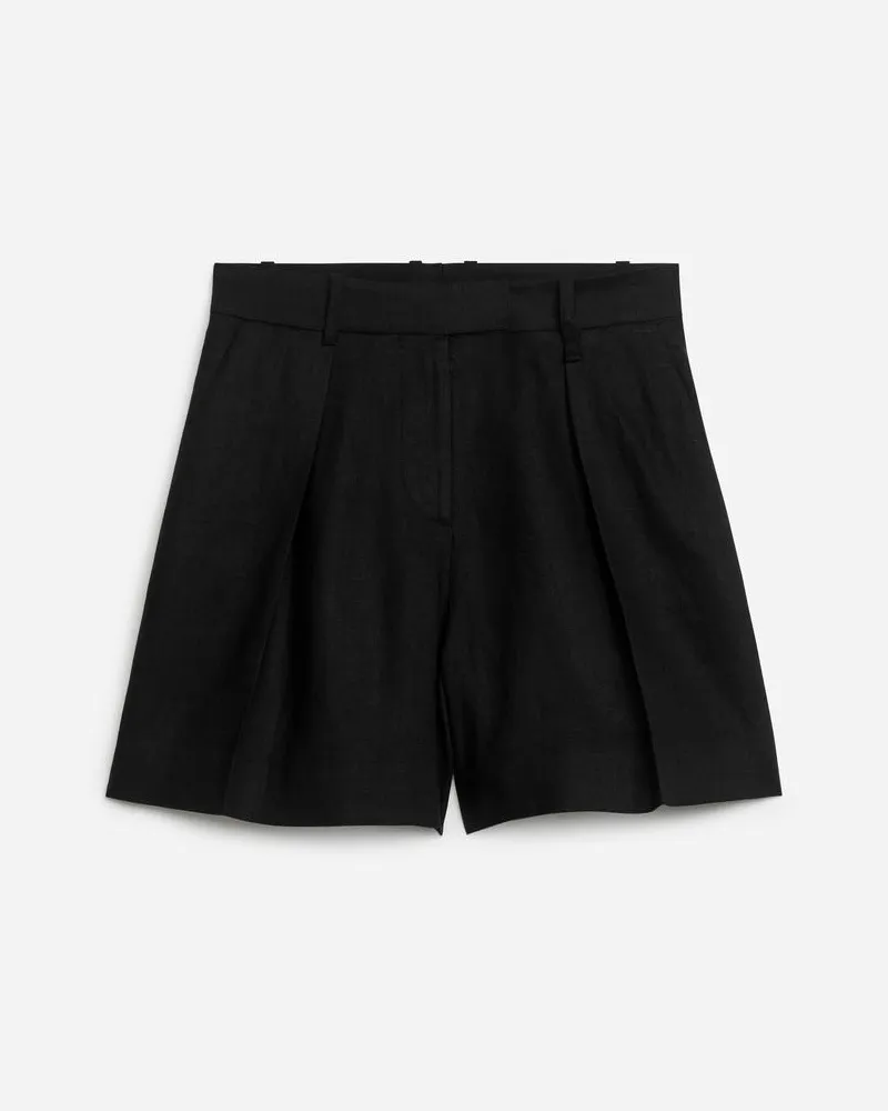 Arket Leinenshorts Mit Hohem Bund - Schwarz Schwarz