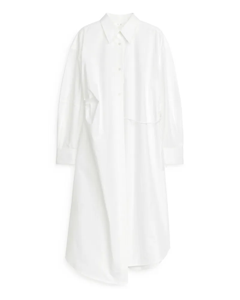 Arket Wickel-Hemdblusenkleid - Weiß Weiß