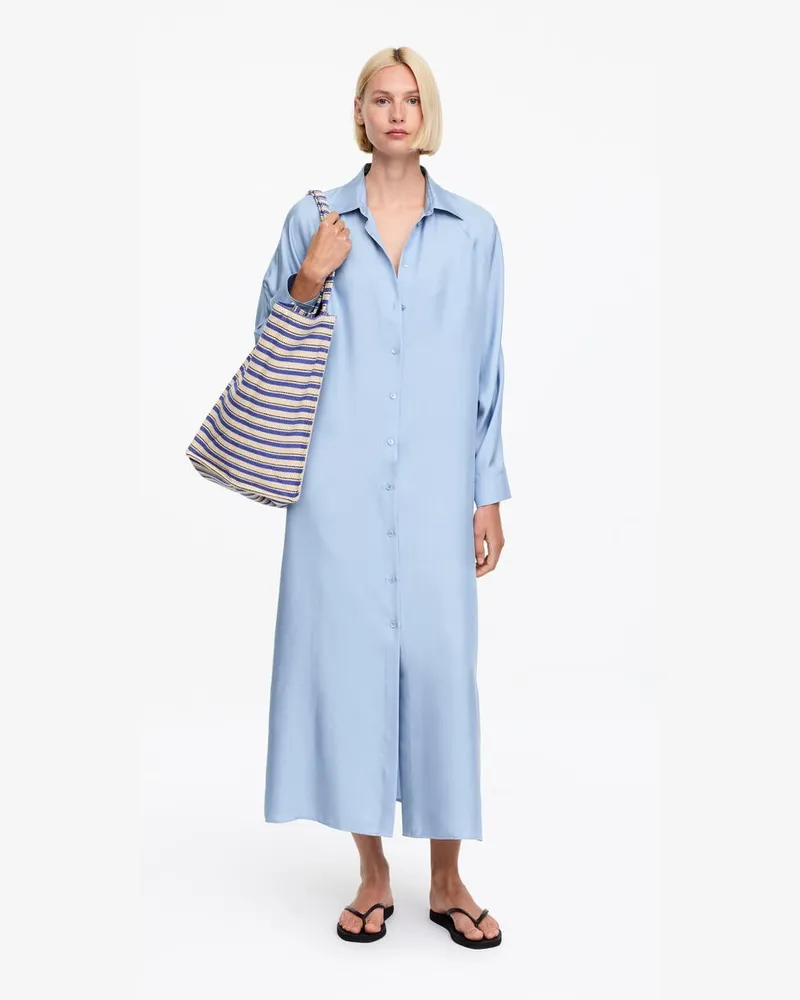 Arket Hemdkleid Aus Seidentwill -Blau Blau