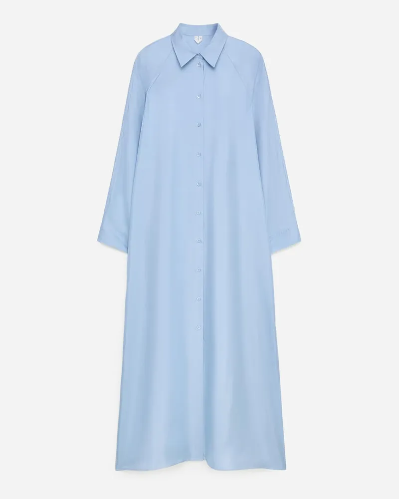 Arket Hemdkleid Aus Seidentwill -Blau Blau