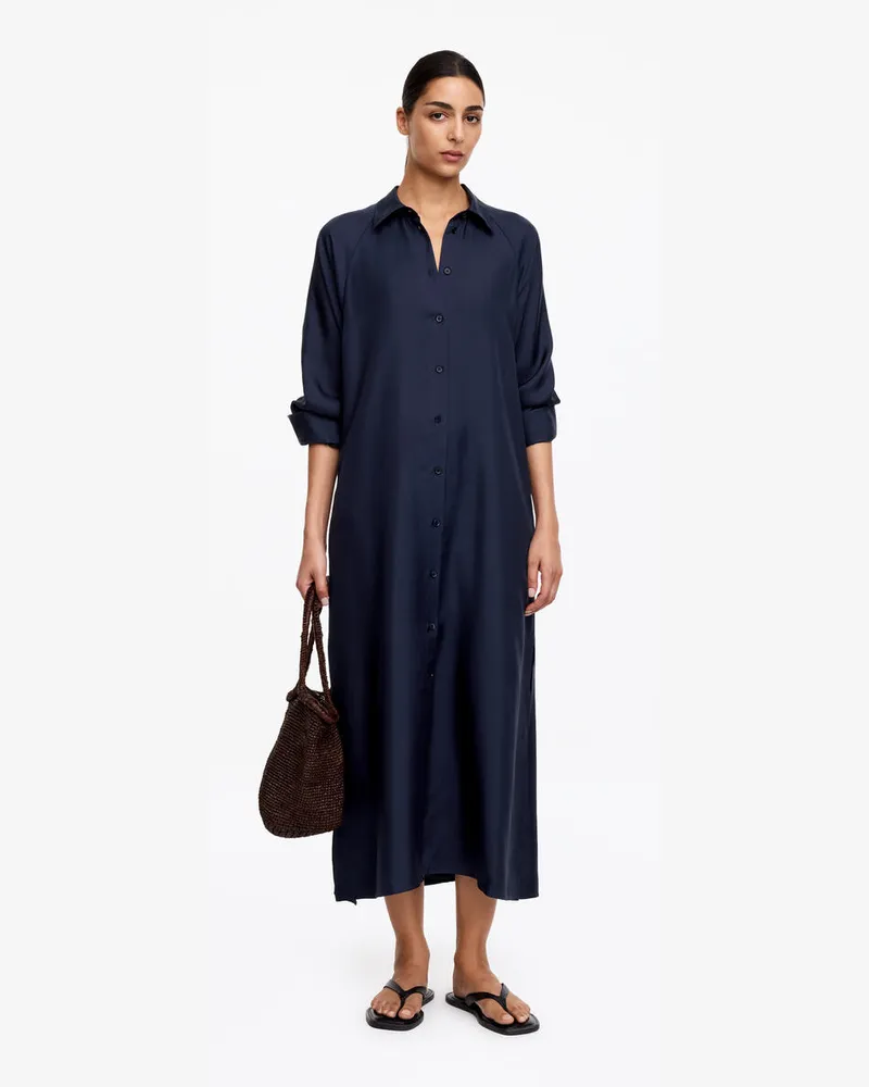 Arket Hemdkleid Aus Seidentwill -Blau Blau