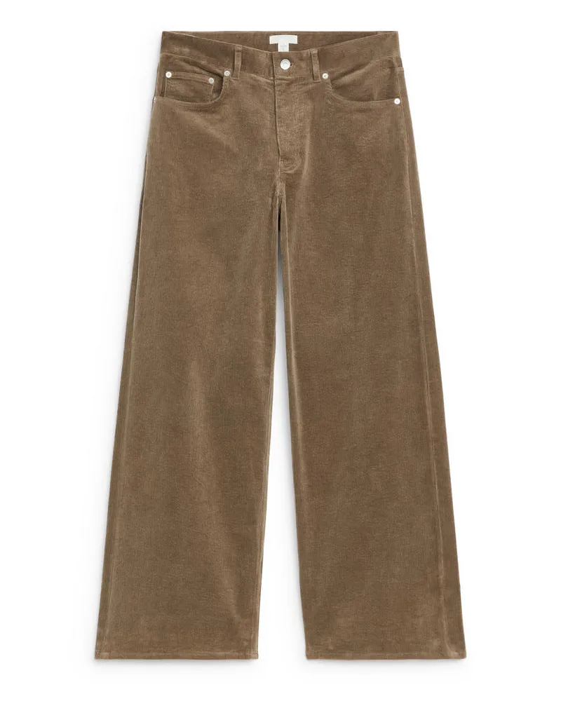 Arket Cloud Loose Cordhose Mit Weitem Bein - Braun Taupe