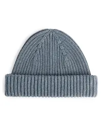 Arket Gerippte Baumwoll-Beanie Blau