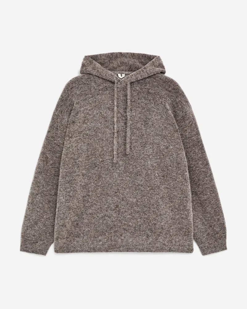 Arket Kapuzenpullover Aus Alpakawolle Und Wolle -Braun Braun
