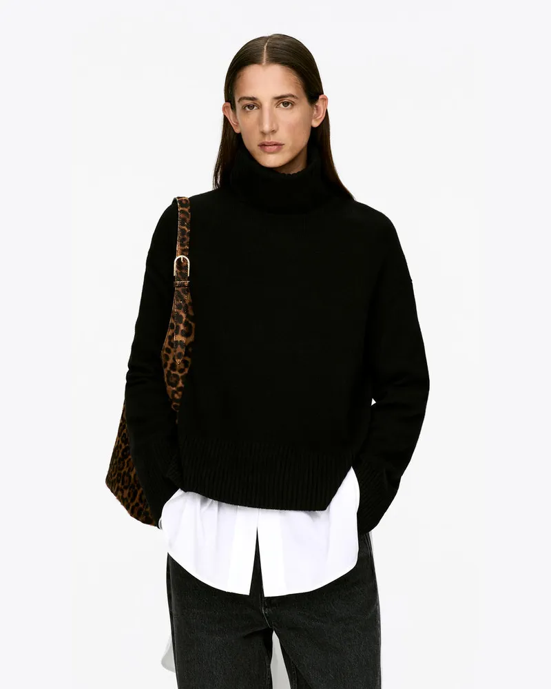 Arket Rollkragenpullover Aus Kaschmir Und Wolle -Schwarz Schwarz