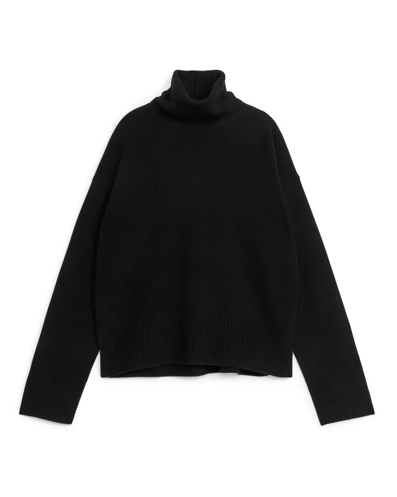 Arket Rollkragenpullover Aus Kaschmir Und Wolle - Schwarz Schwarz