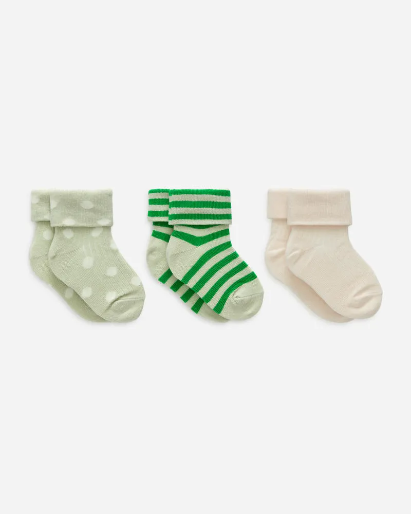 Arket Gerippte Socken, 3Er-Pack - Grün Grün