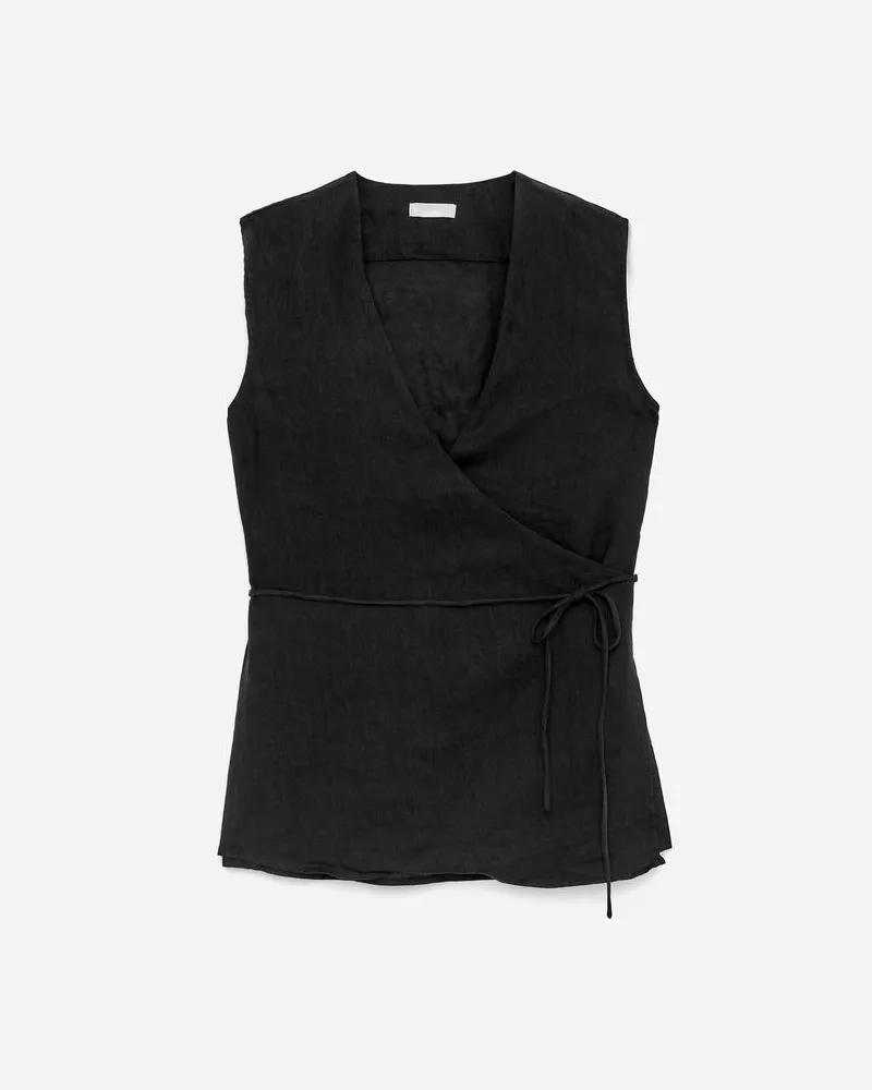 Arket Wickeloberteil Aus Leinen -Schwarz Schwarz