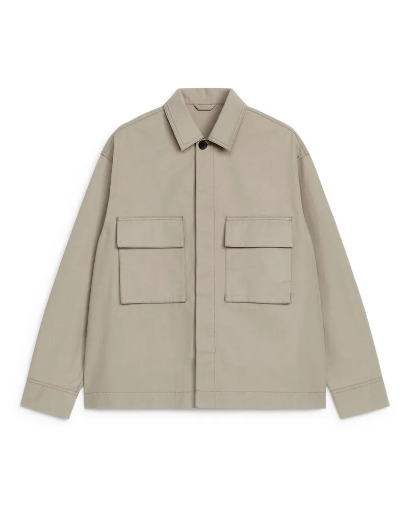 Arket Overshirt Aus Baumwollcanvas - Beige Taupe