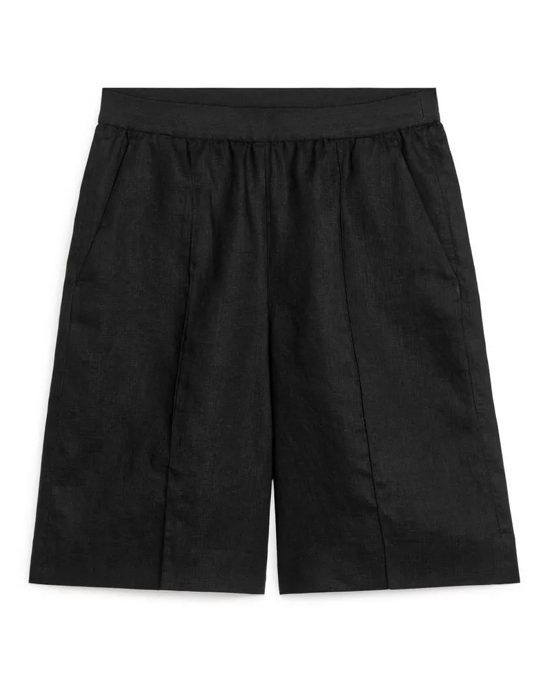 Arket Knielange Leinenshorts - Schwarz Schwarz