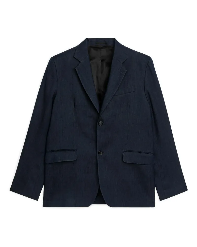 Arket Moderner Hopsack Blazer - Blau Dunkelblau