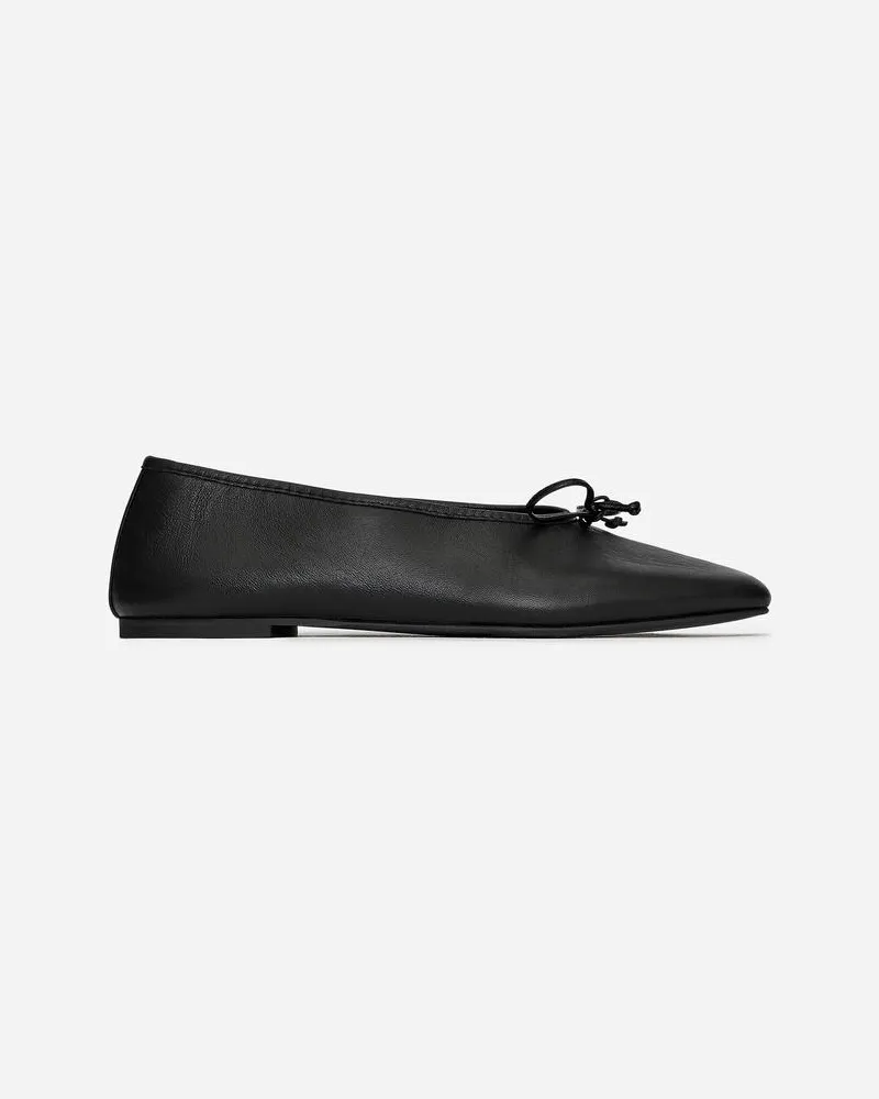 Arket Lederballerina - Schwarz Schwarz