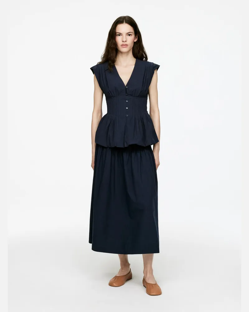 Arket Baumwollrock Mit Biesen -Blau Blau