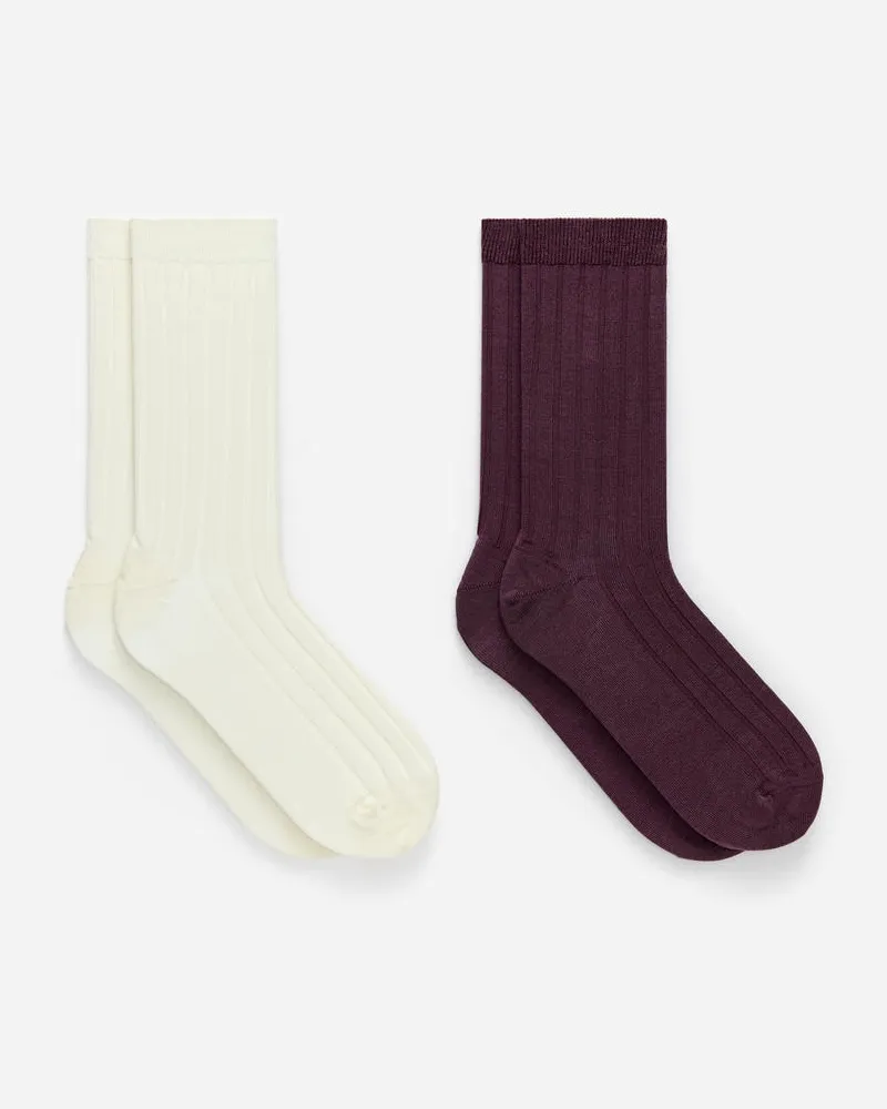 Arket Gerippte Socken Aus Seidenmischung -Weiß Weiß