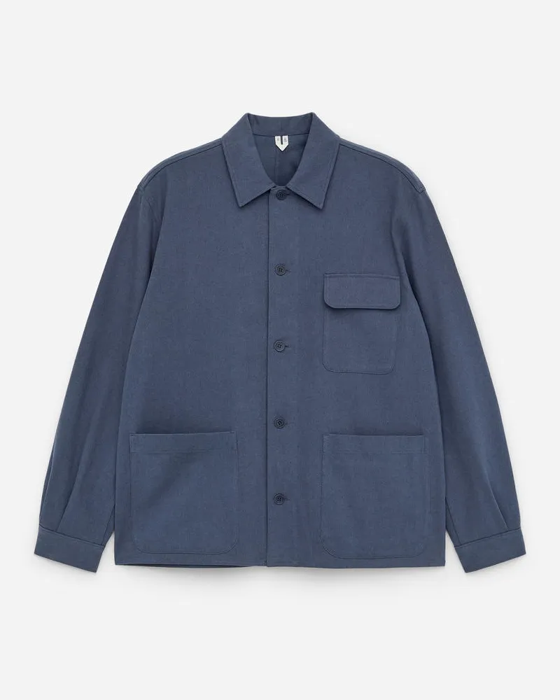 Arket Overshirt Aus Baumwolle Und Leinen -Blau Blau