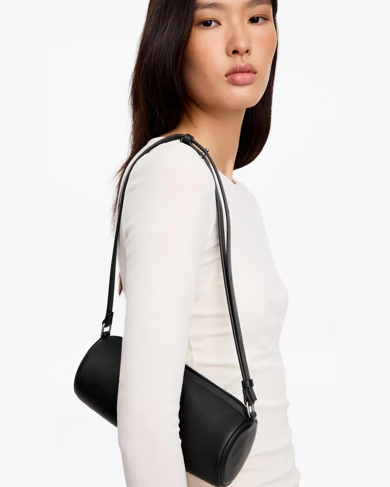 Arket Zylindrische Schultertasche Aus Leder -Schwarz Schwarz