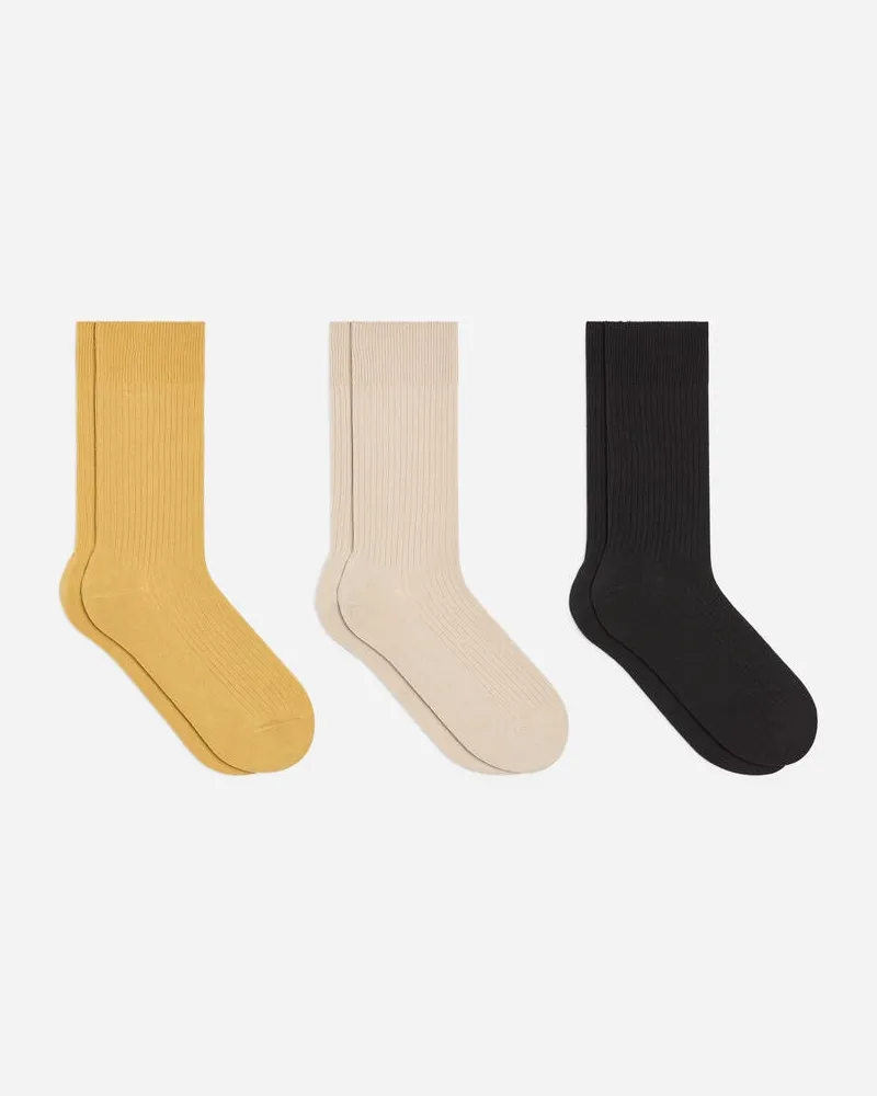 Arket Gerippte Socken Aus Supima-Baumwolle 3er-Pack -Gelb Gelb