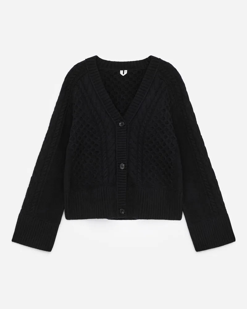 Arket Zopfstrickjacke Aus Wolle - Blau Dunkelblau