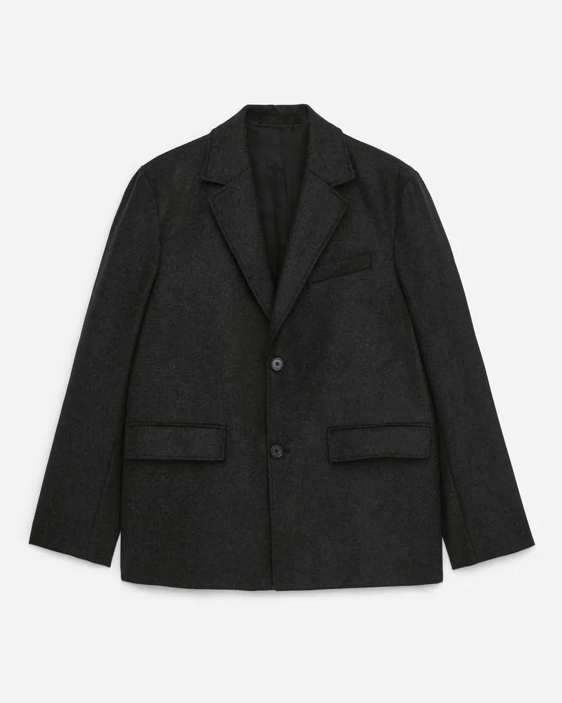 Arket Blazer Aus Wollmischung - Grau Dunkelgrau
