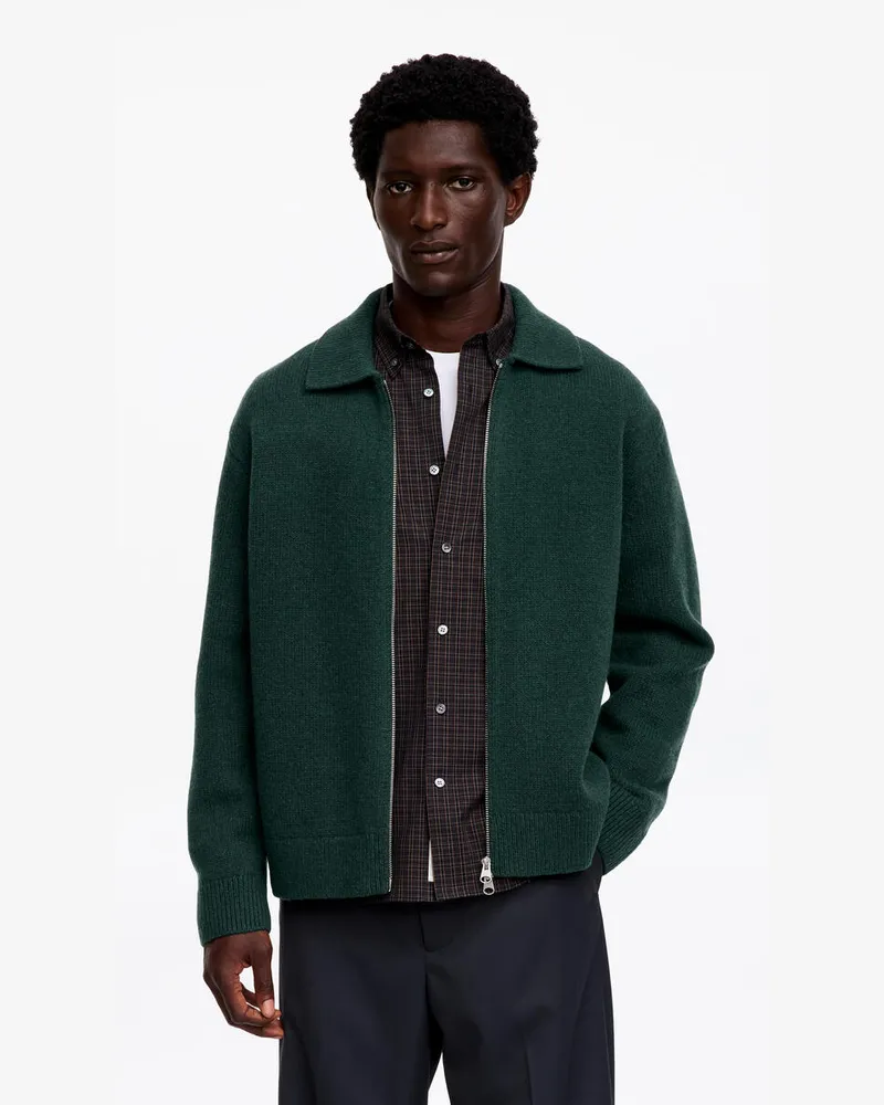 Arket Strickjacke Aus Wolle Mit Reißverschluss -Grün Grün