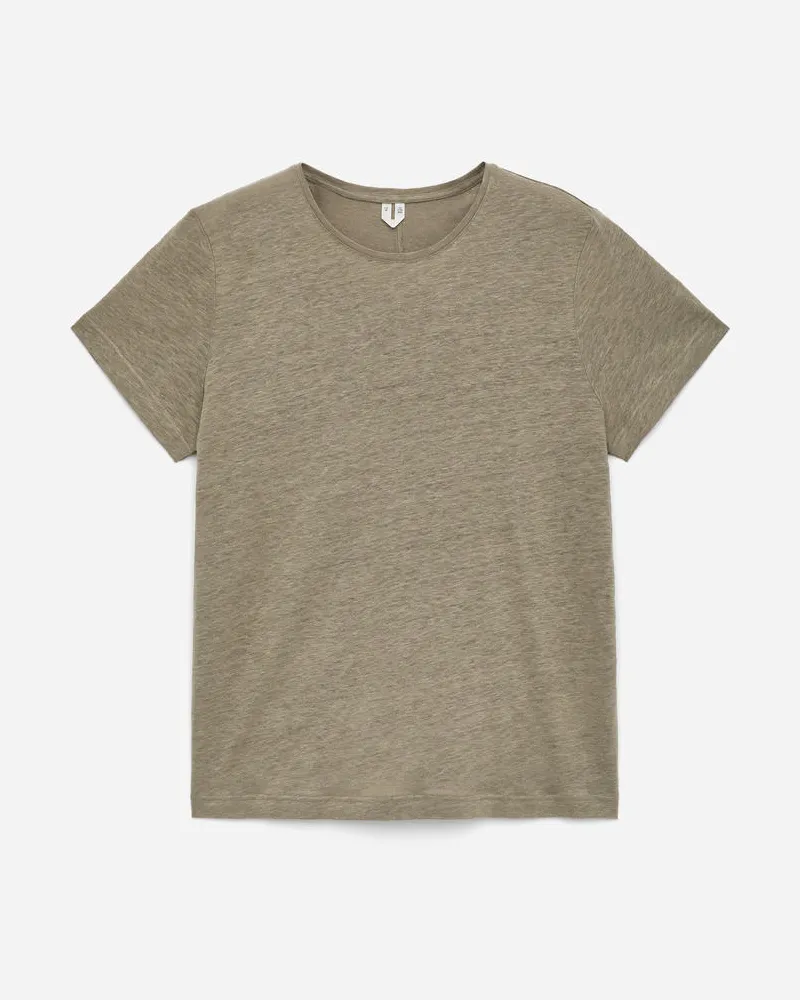 Arket Leinenhemd Aus Jersey - Grün Khaki