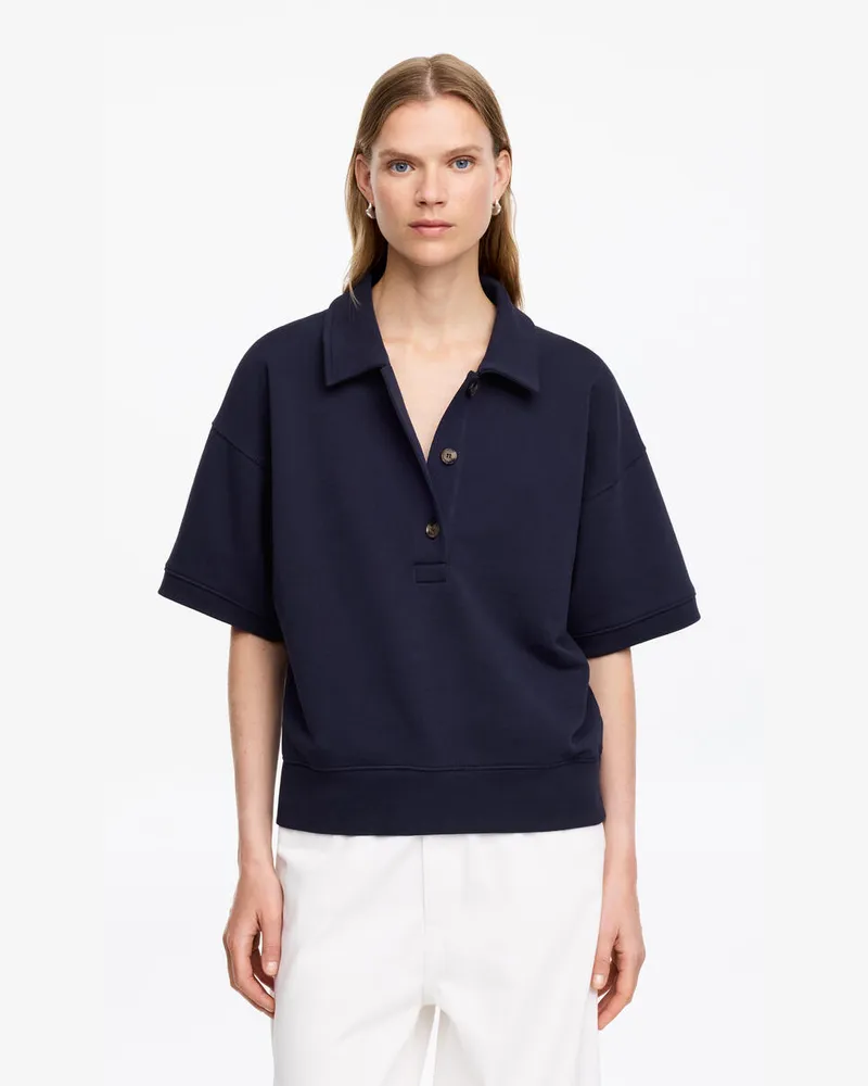 Arket Sweatshirt Aus French Terry Mit Polokragen -Blau Blau