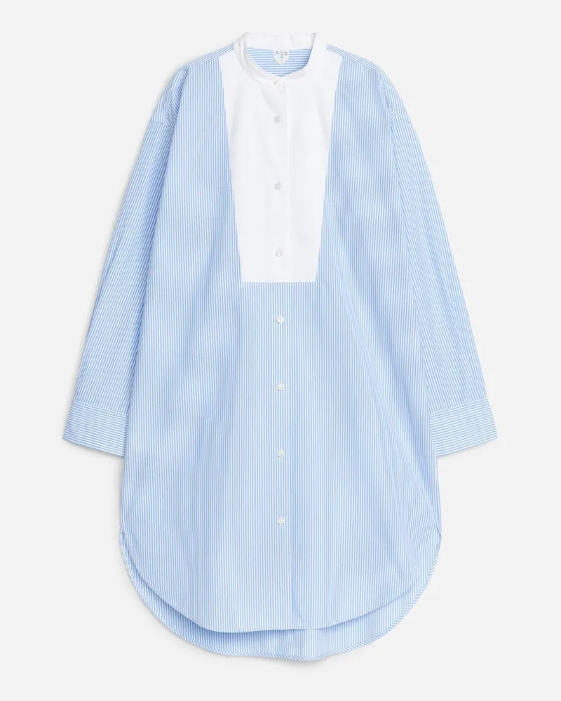 Arket Smokingkleid Aus Baumwolle -Blau Blau
