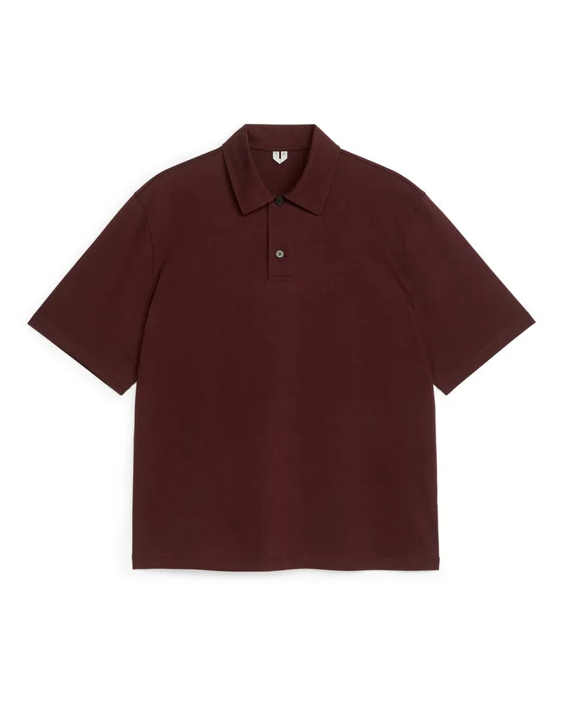 Arket Poloshirt Aus Baumwolle - Rot Weinrot