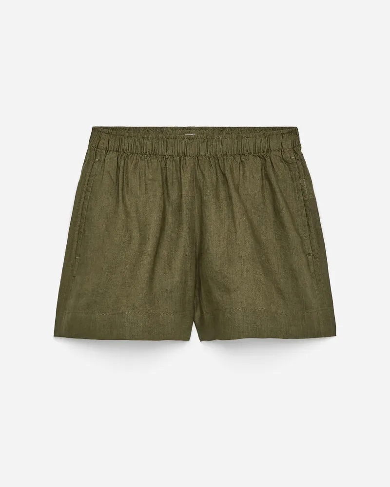 Arket Leinen-Shorts - Grün Khaki