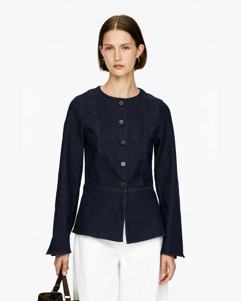 Arket Denimoberteil Mit Schößchen -Blau Blau