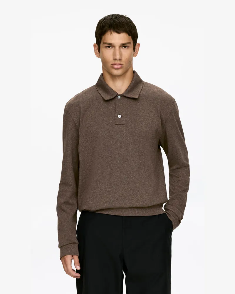 Arket Polopullover Aus Baumwolle Und Lyocell -Braun Braun