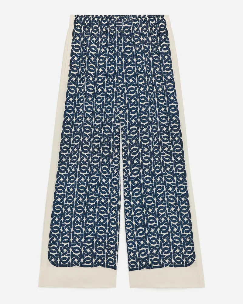 Arket Lockere Hose Mit Print - Blau|Weiß|Mehrfarbig Dunkelblau