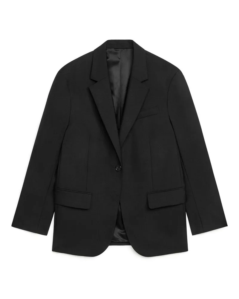Arket Oversized-Blazer Aus Wolle Und Hopsack - Schwarz Schwarz