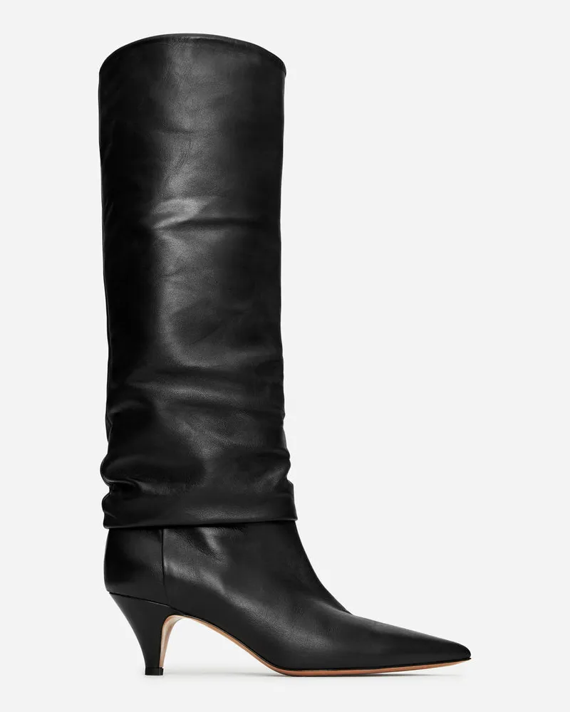 Arket Geraffte Lederstiefel - Schwarz Schwarz